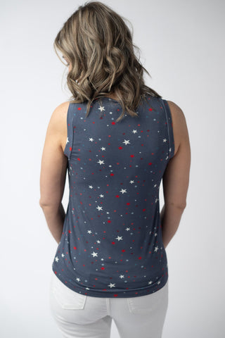 Navy Liberty Stars Relaxed Fit V-Neck Tank