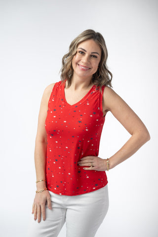 Red Liberty Stars Relaxed Fit V-Neck Tank
