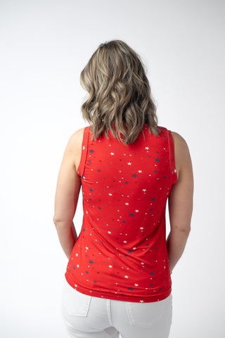 Red Liberty Stars Relaxed Fit V-Neck Tank