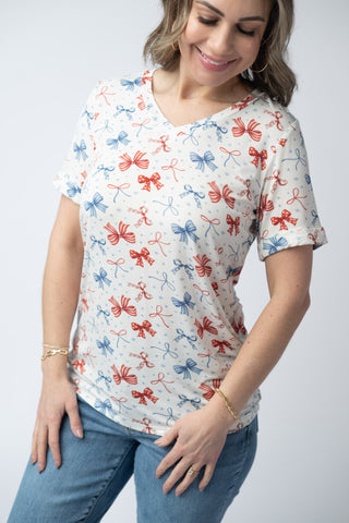 American Bows Relaxed Fit V-Neck Top