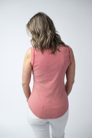 Micro Striped Tank in Red