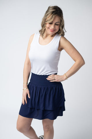 Navy Ruffle Skort