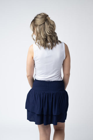 Navy Ruffle Skort