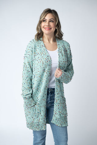 Mint Confetti Cardigan