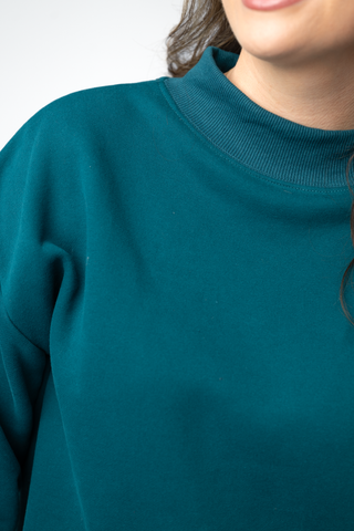 Teal Mock Neck Sweatshirt