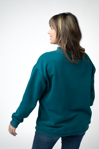 Teal Mock Neck Sweatshirt
