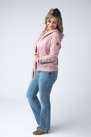 Dusty Pink Full Zip Hoodie