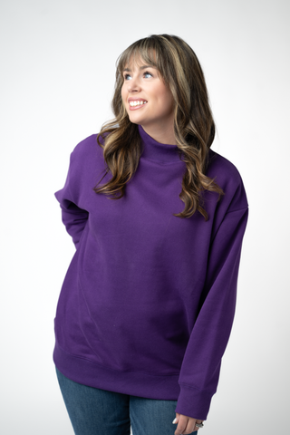 Purple Mock Neck Sweatshirt