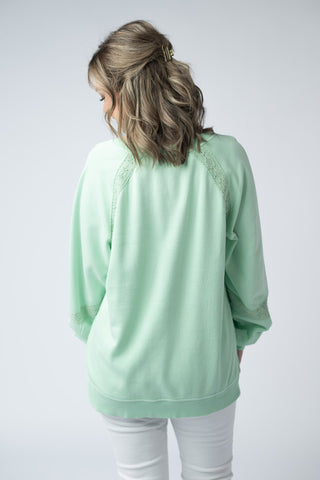 Mint Lace Accent Vintage Pullover