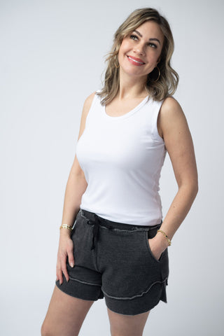 Black Vintage Wash Shorts