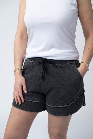 Black Vintage Wash Shorts
