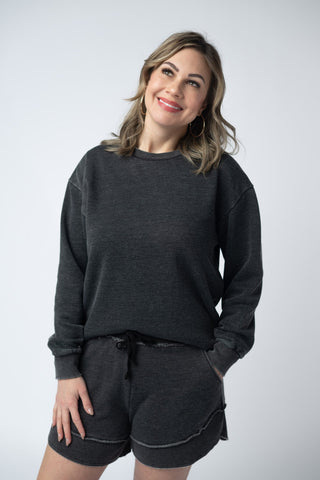 Black Vintage Wash Pullover