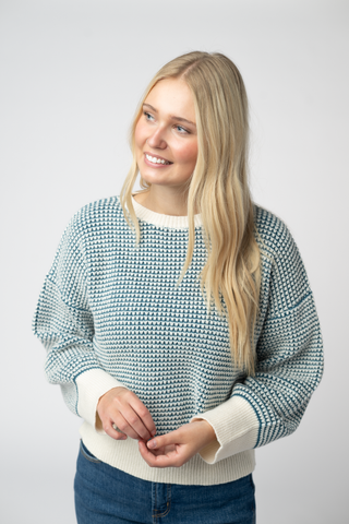 Teal and Ivory Sweater