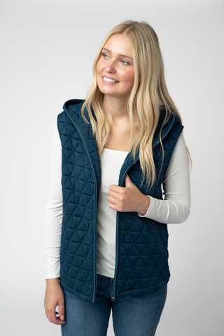 Teal Geometric Hooded Vest