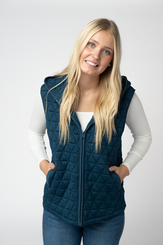 Teal Geometric Hooded Vest