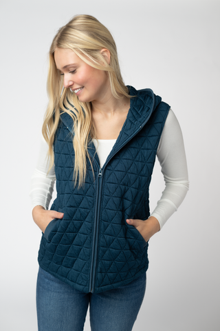 Teal Geometric Hooded Vest