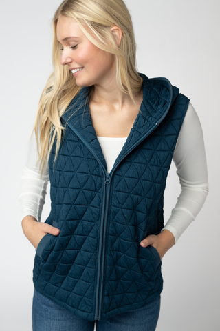 Teal Geometric Hooded Vest
