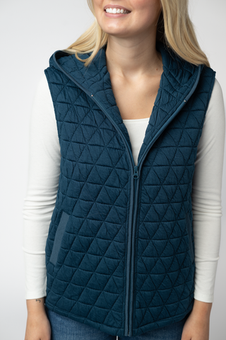 Teal Geometric Hooded Vest