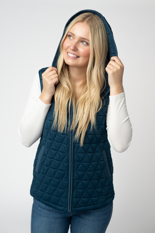 Teal Geometric Hooded Vest
