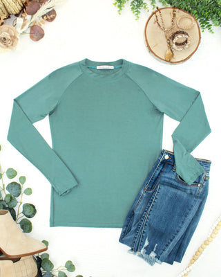 Dusty Jade Long Sleeve Top w/ Thumbholes