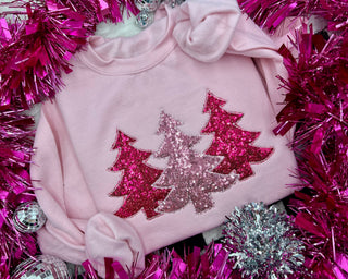 *Pre-Order* A Pink Christmas Sequin Embroidered Sweatshirt