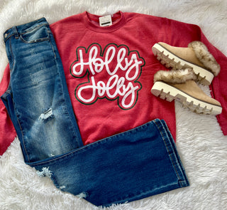 Holly Jolly Glitter Ink Graphic Sweatshirt
