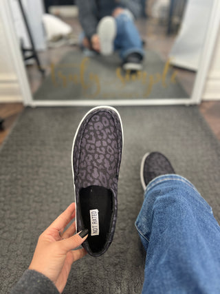 Black Leopard Slip On Shoe