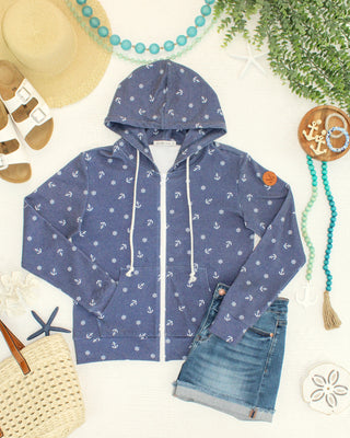 Nautical Navy Full Zip Hoodie