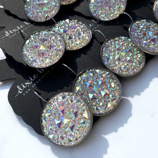Diamond Druzy Glam Leverback Earrings