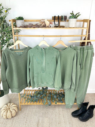 Olive Vintage Wash Hoodie