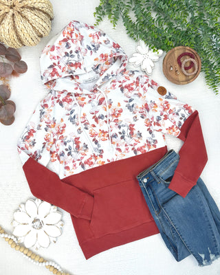 Autumn Watercolor and Brick Hoodie
