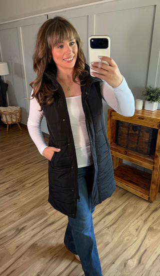 Black Harlowe Long Vest