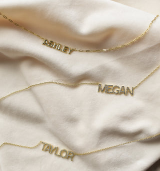 *Pre-Order* Haven Crystal Nameplate Necklace - Water Resistant - Gold & Silver
