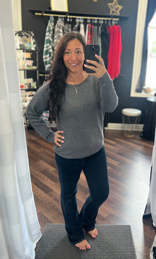 The Corinne Seed Stitch Sweater - Charcoal