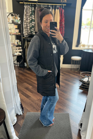 Black Harlowe Long Vest - available XS - 4X