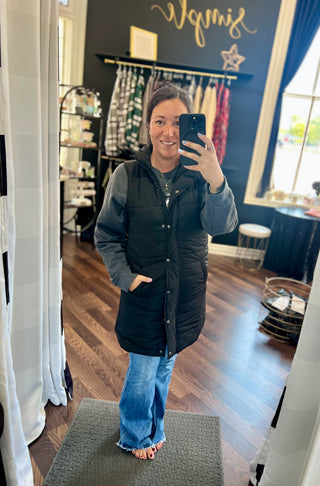 Black Harlowe Long Vest - available XS - 4X