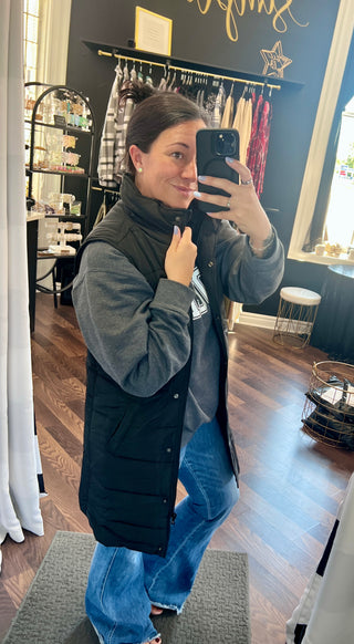 Black Harlowe Long Vest - available XS - 4X