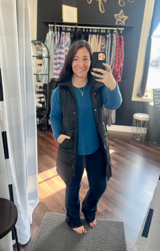 Black Harlowe Long Vest - available XS - 4X