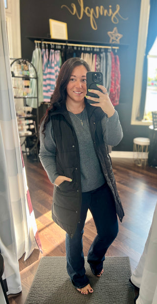 Black Harlowe Long Vest - available XS - 4X