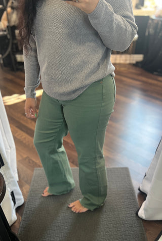 Olive Wide Leg Jeans