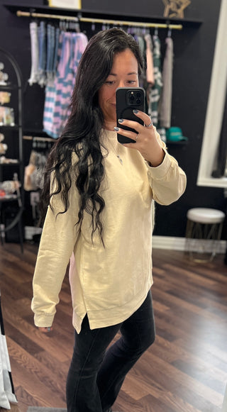 Oatmeal Vintage Wash Corded Pullover