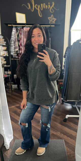 Medium Wash Straight Distressed Jeans