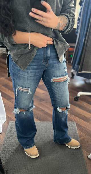 Medium Wash Straight Distressed Jeans