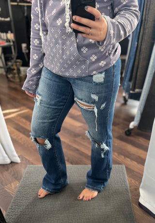 Medium Wash Straight Distressed Jeans