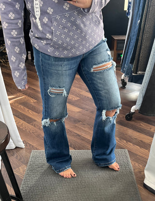 Medium Wash Straight Distressed Jeans