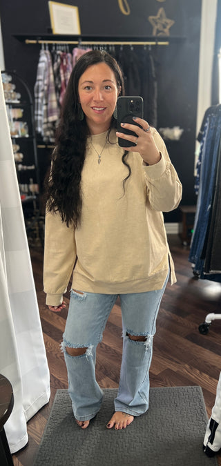 Light Wash Straight Distressed Jeans