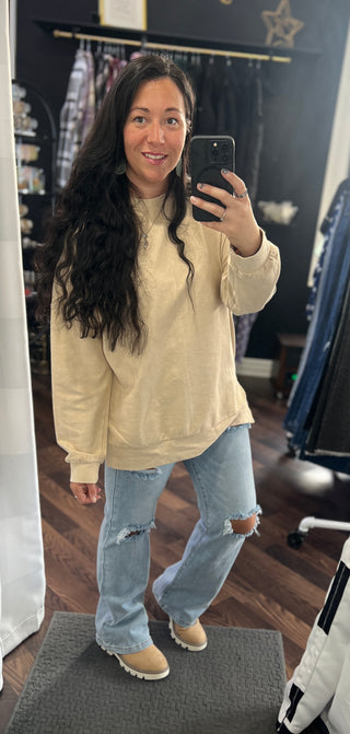 Light Wash Straight Distressed Jeans