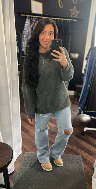 Light Wash Straight Distressed Jeans