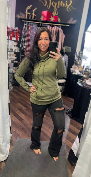 Olive Cloud Funnel Neck