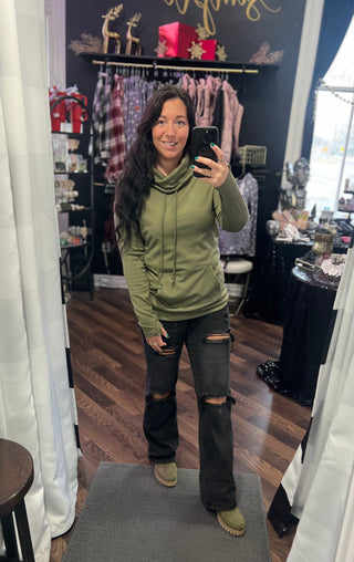 Olive Cloud Funnel Neck